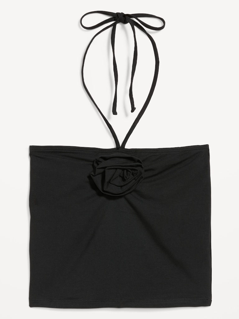 Tie-Neck Rosette Tube Top