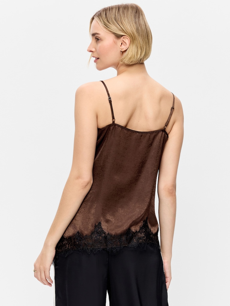 Asymmetrical Lace-Trim Cami Top