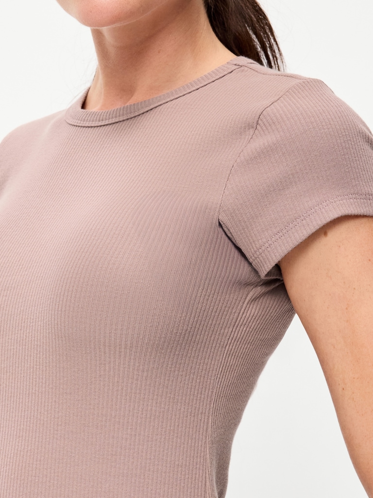 Fitted Crew-Neck Ribbed T-Shirt