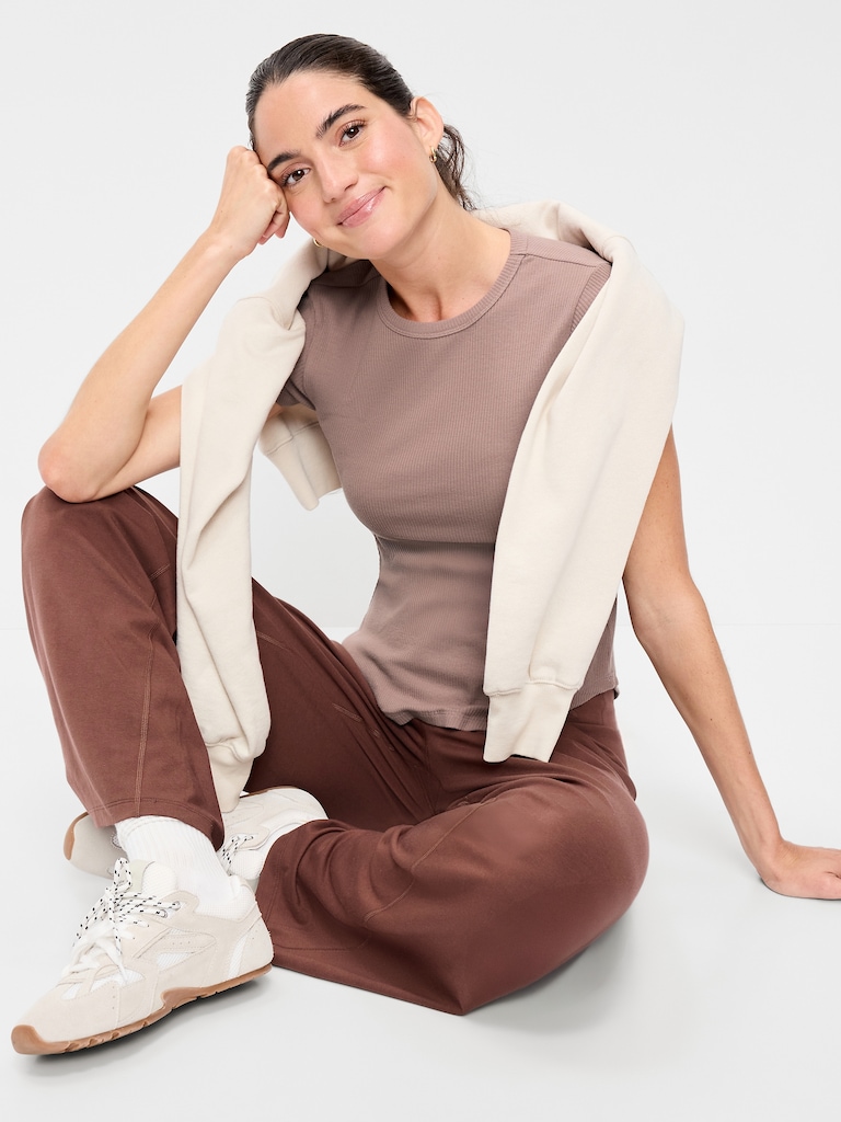 Fitted Crew-Neck Ribbed T-Shirt