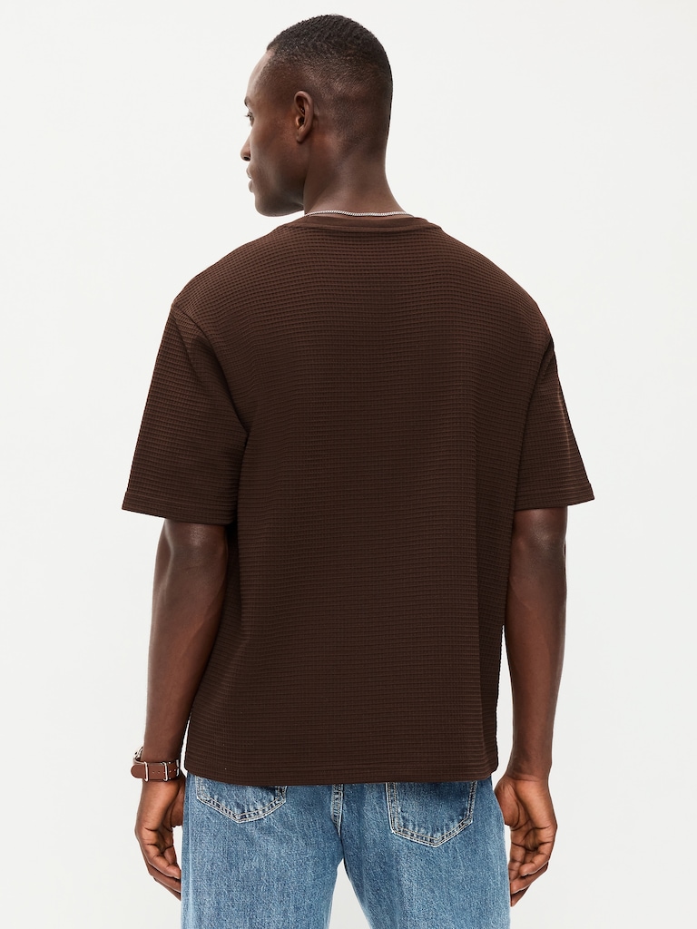 Relaxed Short-Sleeve Textured Waffle T-Shirt