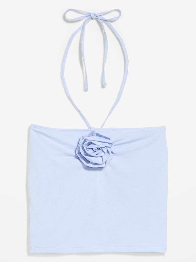 Tie-Neck Rosette Tube Top