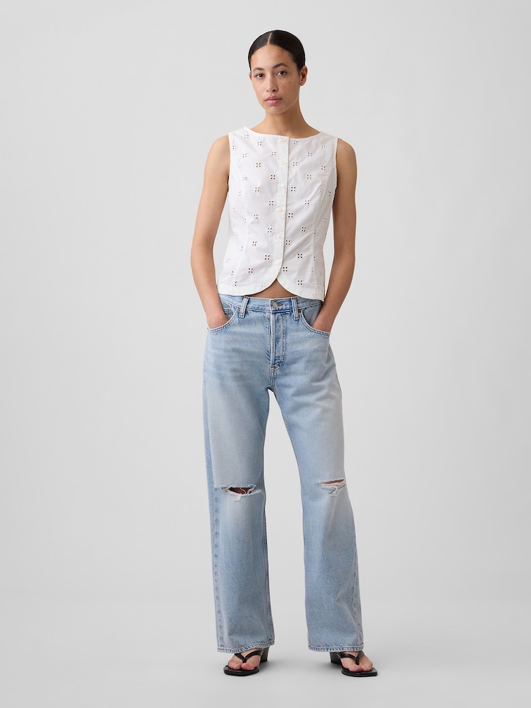 Boatneck Button-Up Top