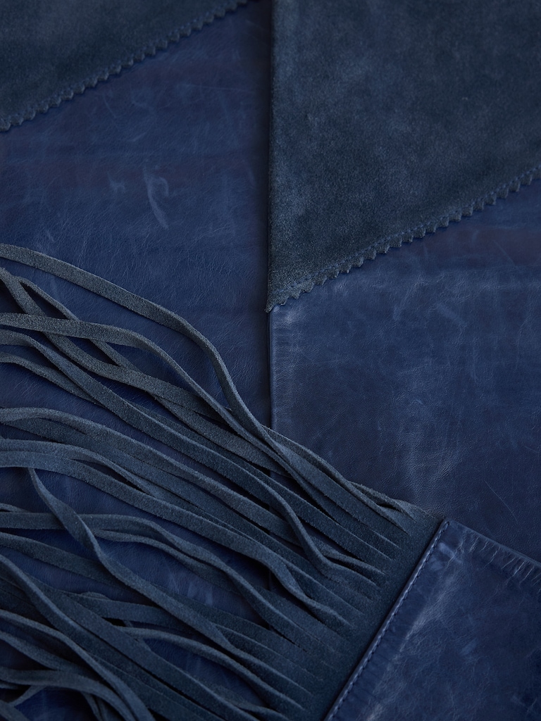 Archive Leather + Silk Fringe Wrap Scarf