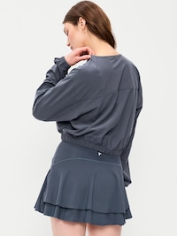 Zip-Front Cropped Tennis Jacket