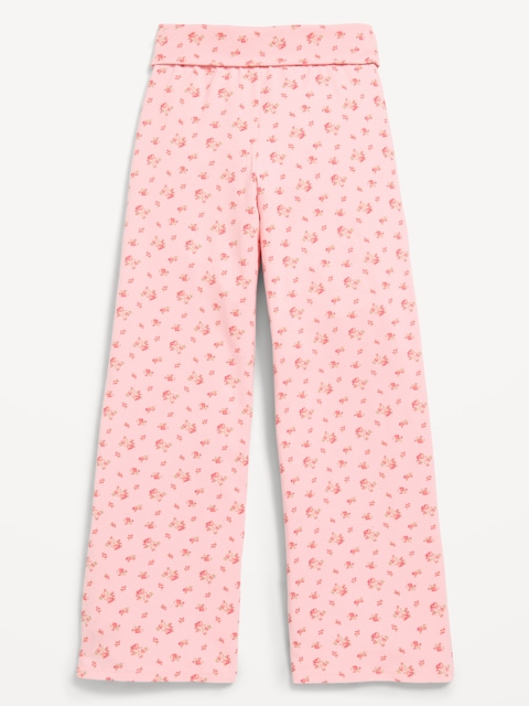 Foldover Jersey Knit Wide-Leg Pants for Girls