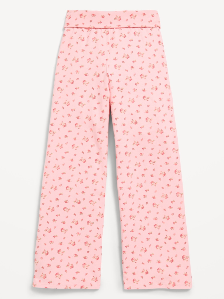 Pantalon à jambe large en tricot de jersey à rabat pour fille
