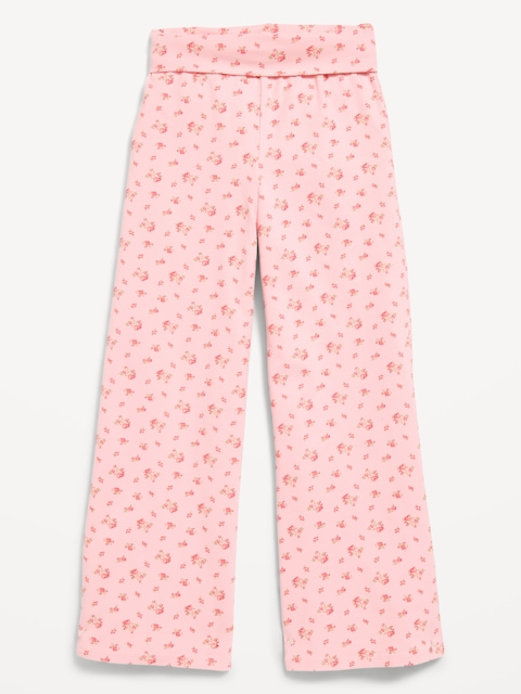 Foldover Jersey Knit Wide-Leg Pants for Girls