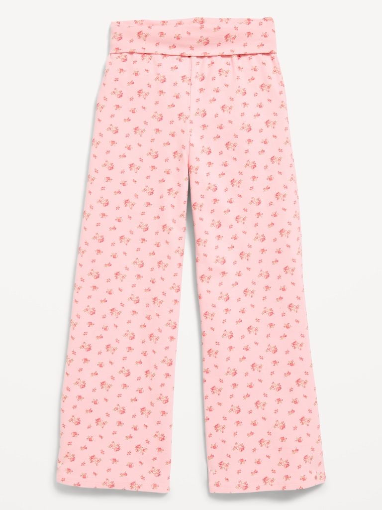 Pantalon à jambe large en tricot de jersey à rabat pour fille