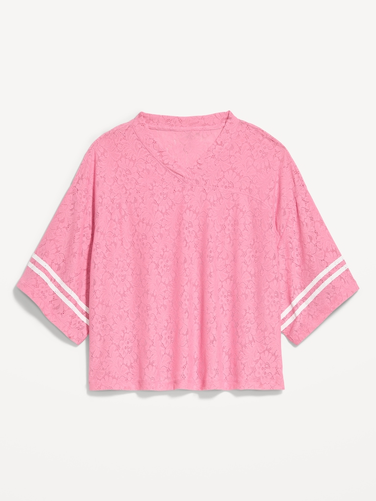 Oversized Cropped Football T-Shirt
