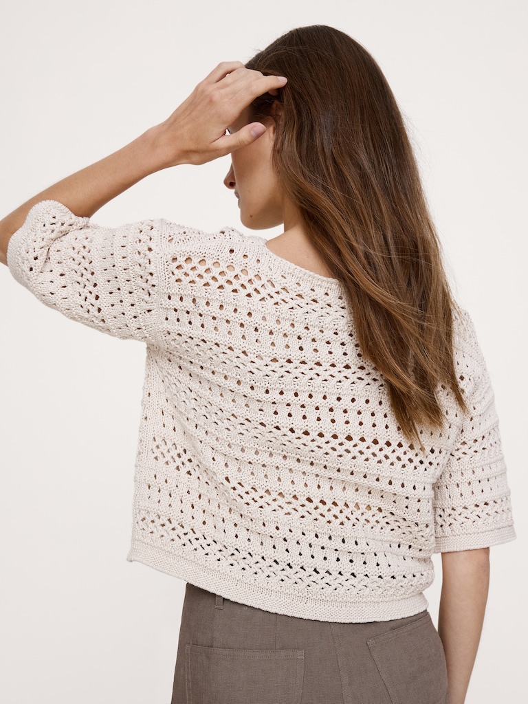Coastal Cotton Crochet Sweater Tee