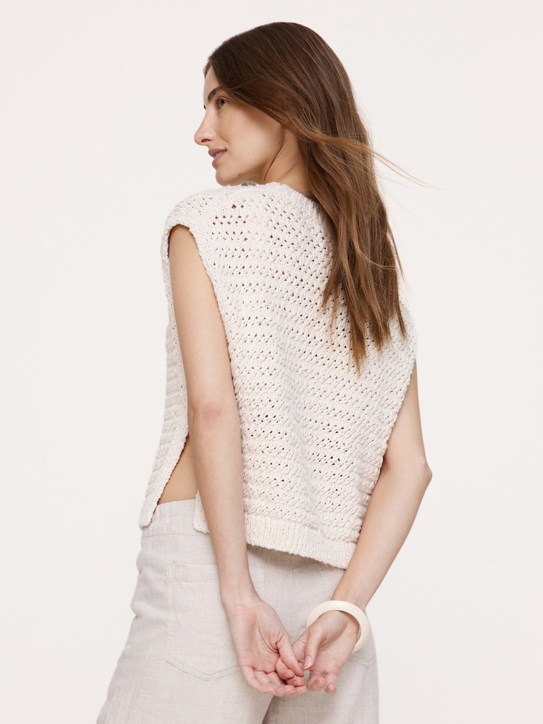 Open Side-Button Sweater Vest