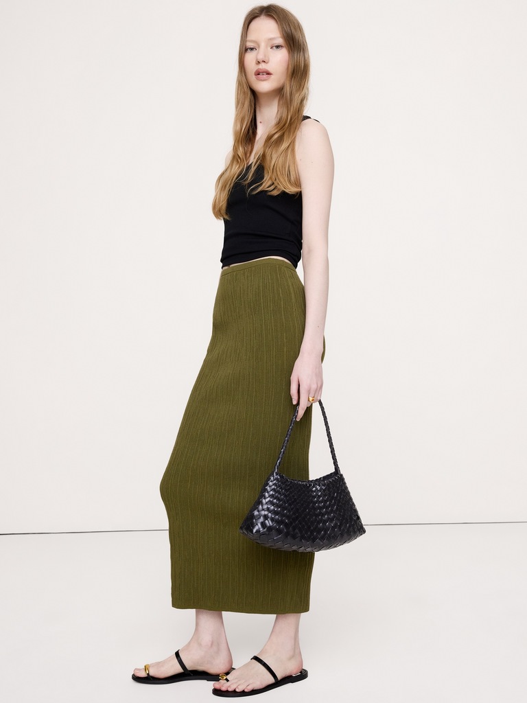 Jupe longue en tricot froissé