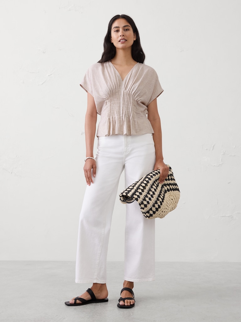 Pintuck-Waist Top