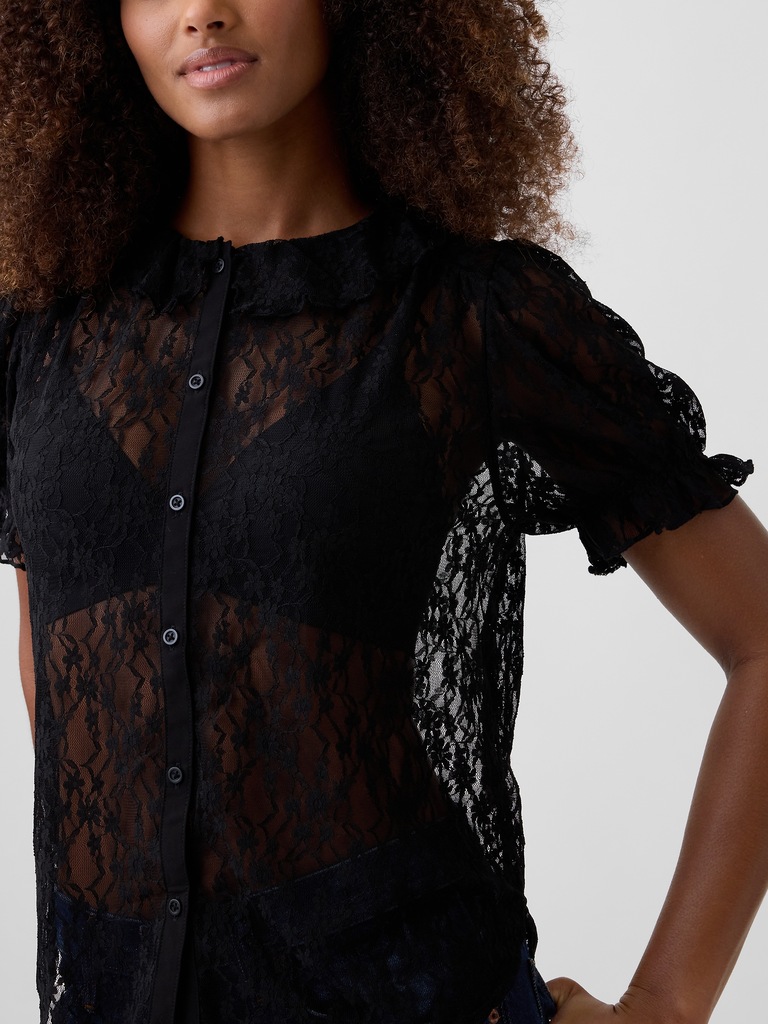 Relaxed Lace Ruffle Top