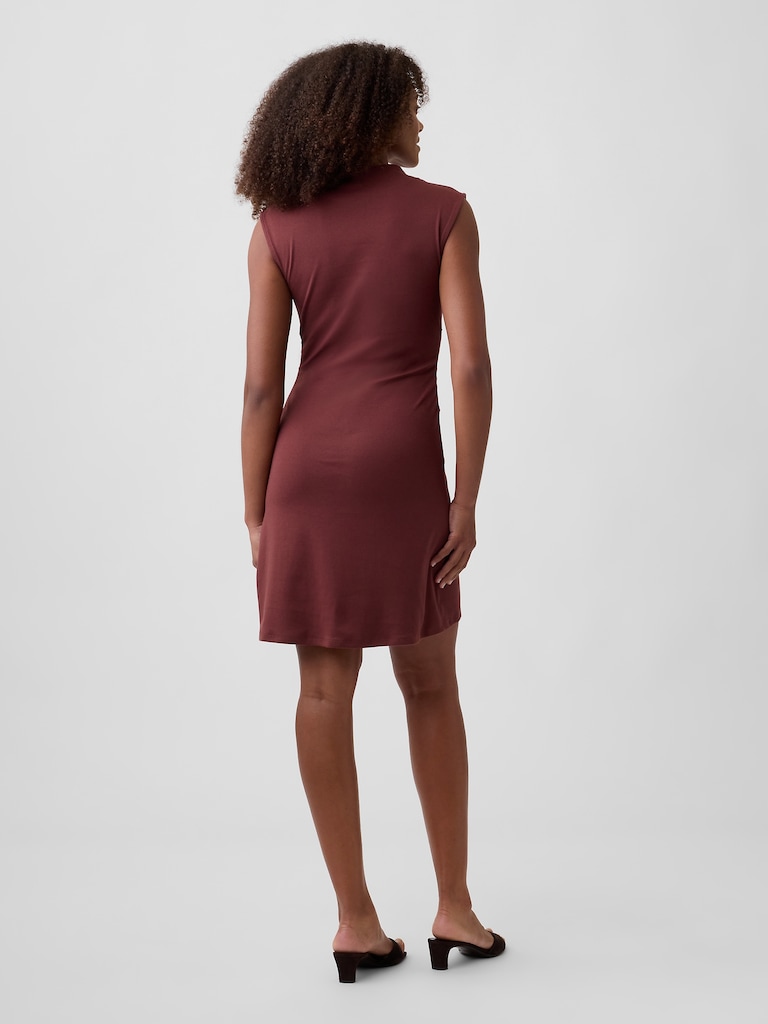Modern Ribbed Ruched Mini Dress