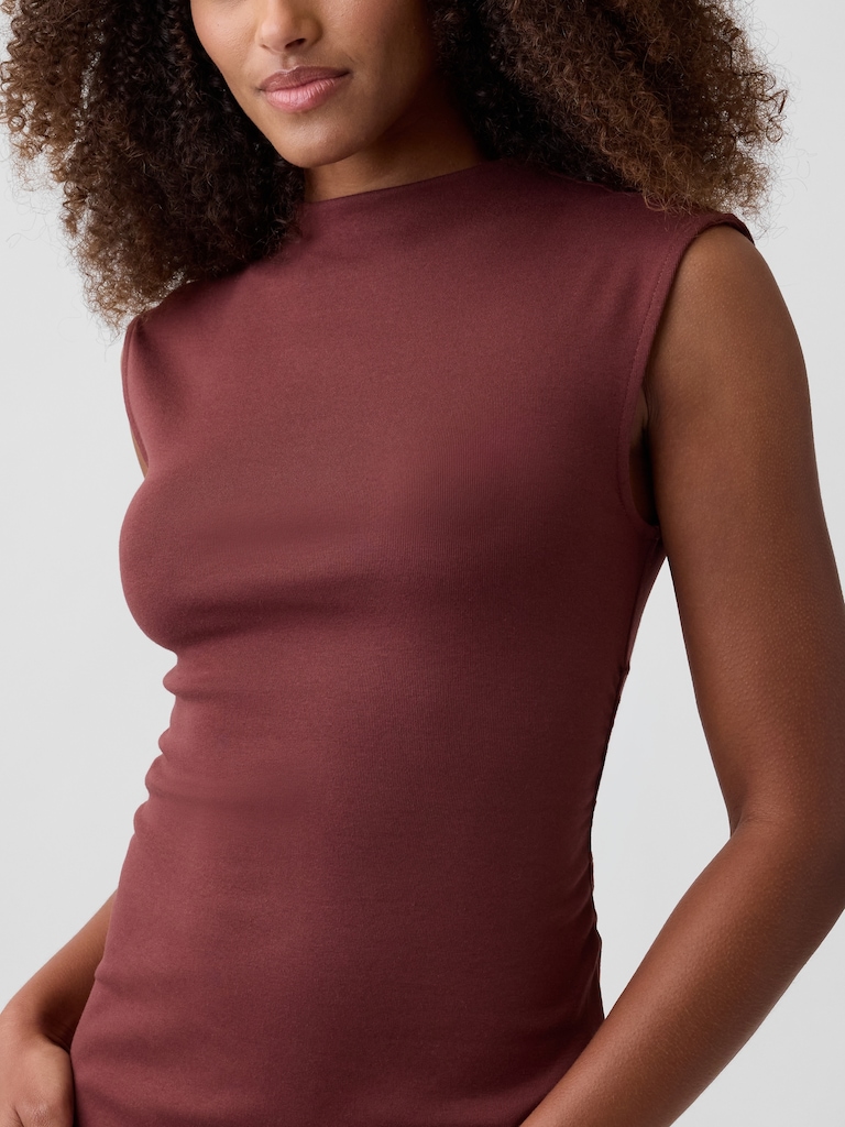Modern Ribbed Ruched Mini Dress
