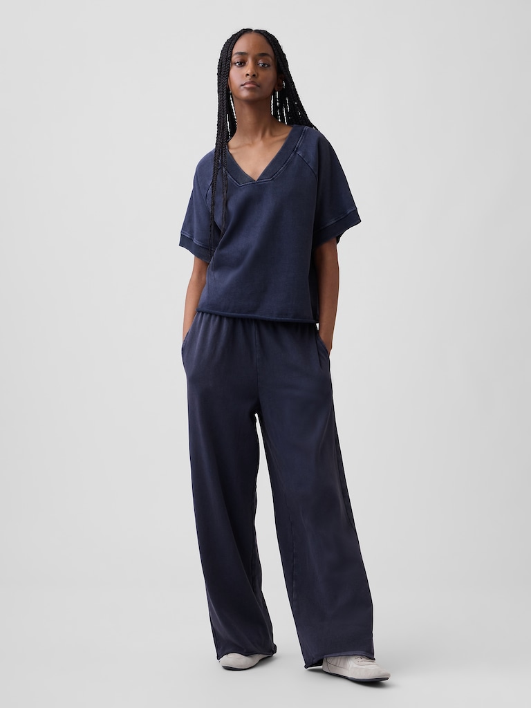 VintageSoft Terry Oversized V-Neck Sweatshirt