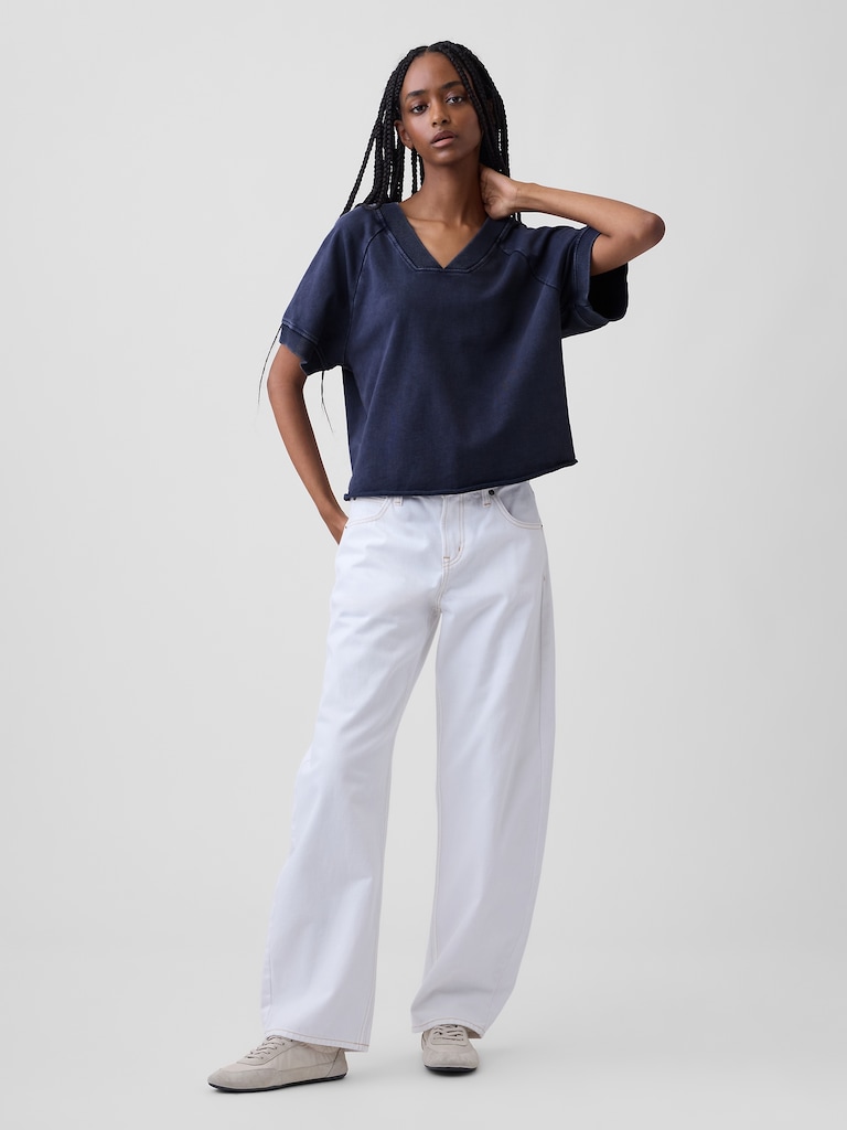 VintageSoft Terry Oversized V-Neck Sweatshirt