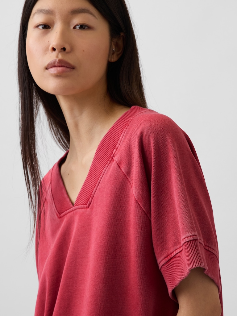 VintageSoft Terry Oversized V-Neck Sweatshirt