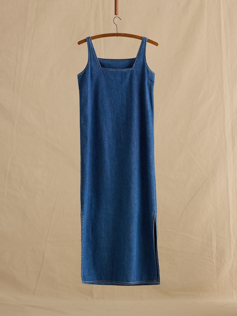 Archive Denim Square-Neck Midi Dress Women's Size S