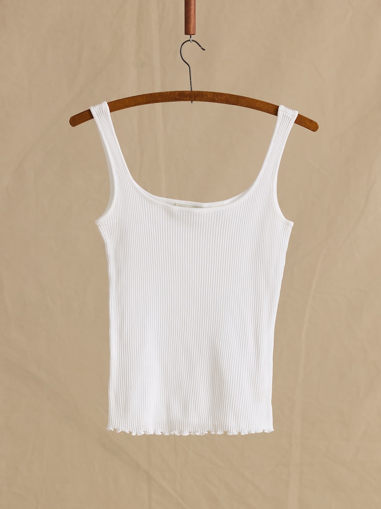 Archive Ribbed Cotton Ruffle-Hem Tank Women's Size M