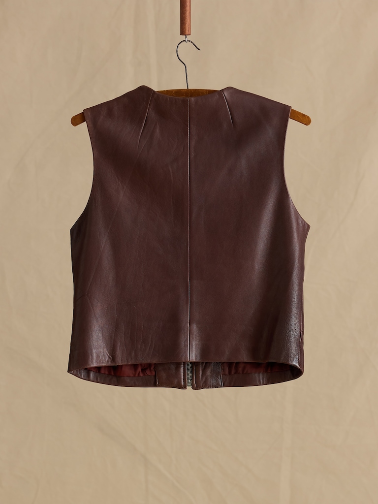Archive Leather Zip-Front Vest Women's Size M