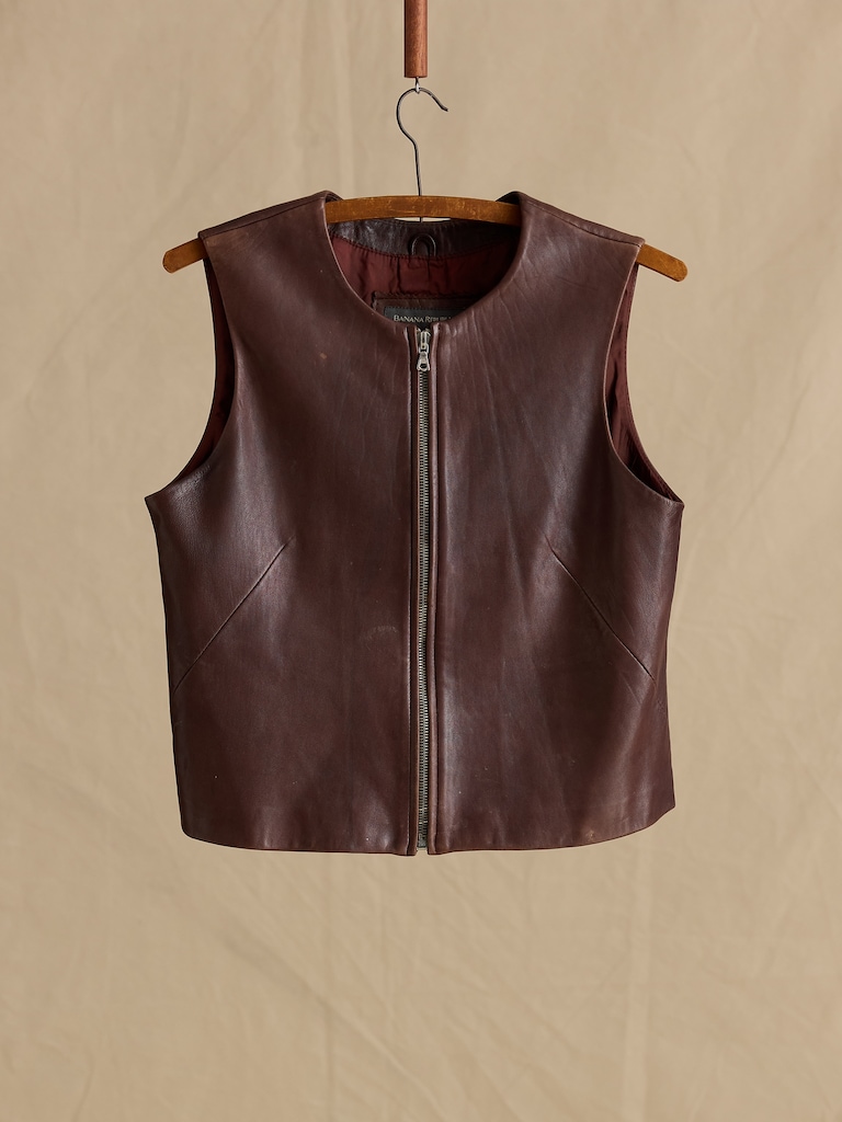 Archive Leather Zip-Front Vest Women's Size M