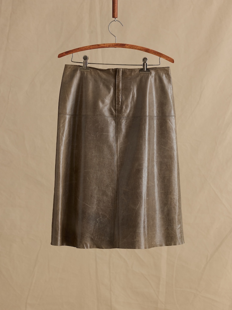 Archive Mid-Rise Leather Midi Skirt Women's Size 4