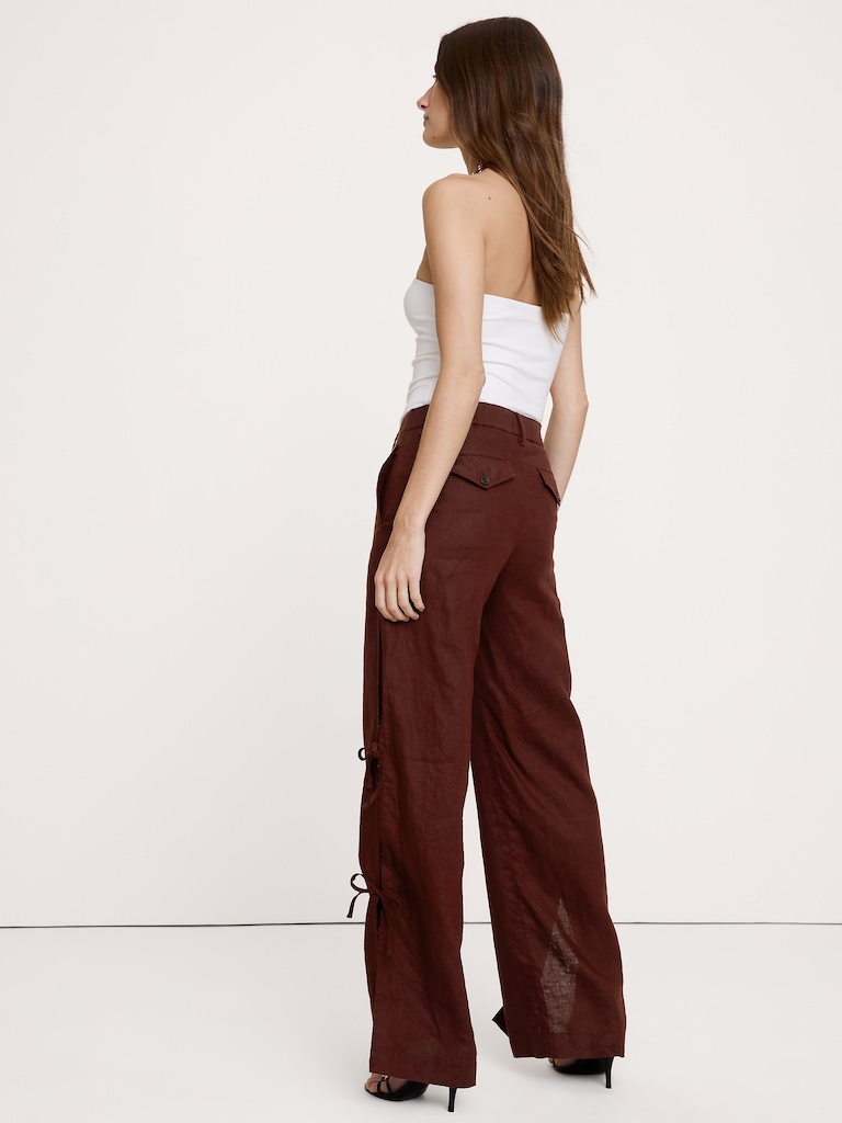 The Studio Wide-Leg Side-Tie Pant In Linen