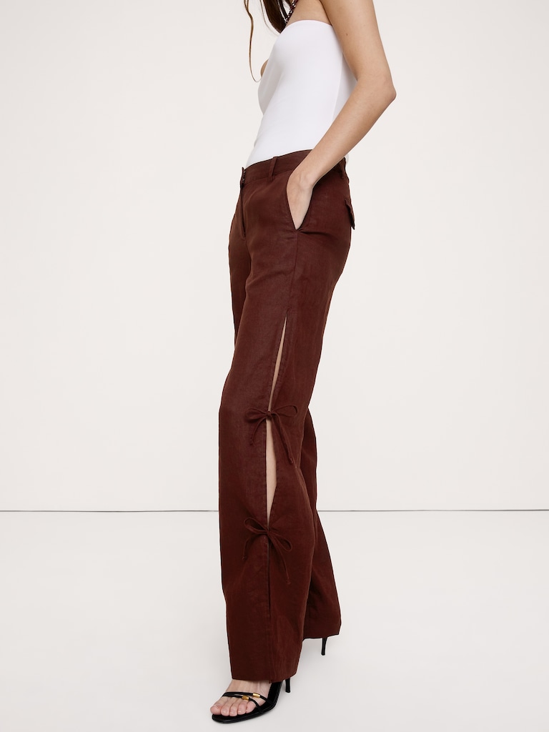 The Studio Wide-Leg Side-Tie Pant In Linen