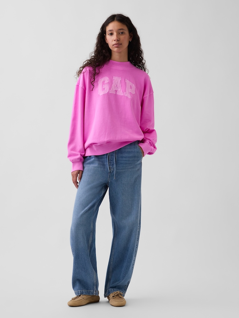 VintageSoft Terry Oversized Mockneck Logo Sweatshirt