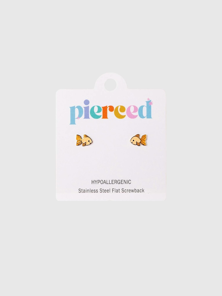 Pierced Co Goldfish Screwback Earrings