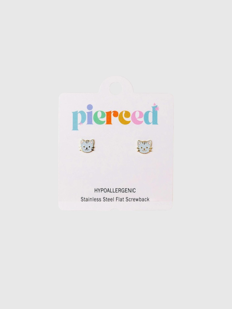 Pierced Co Cat Screwback Earrings