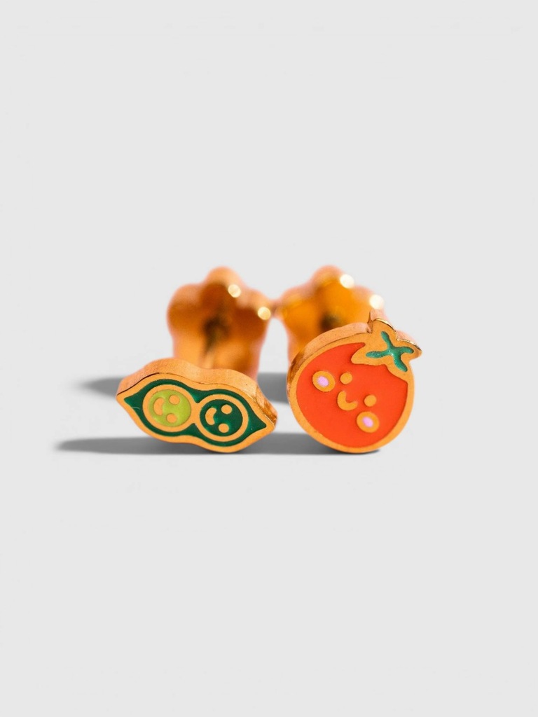 Pierced Co Pea Pod / Tomato Screwback Earrings