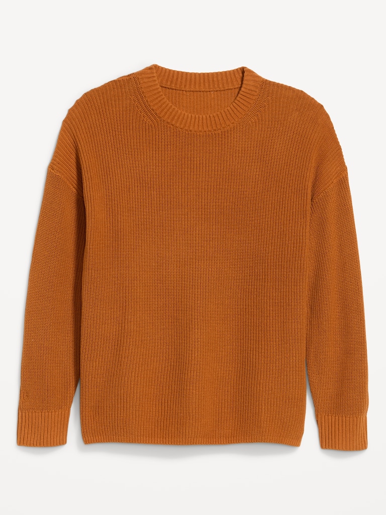 Crew-Neck Shaker Stitch Tunic Sweater