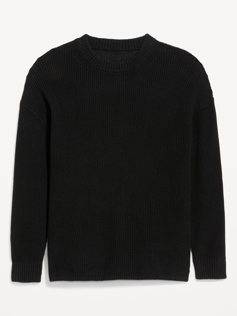 Crew-Neck Shaker Stitch Tunic Sweater