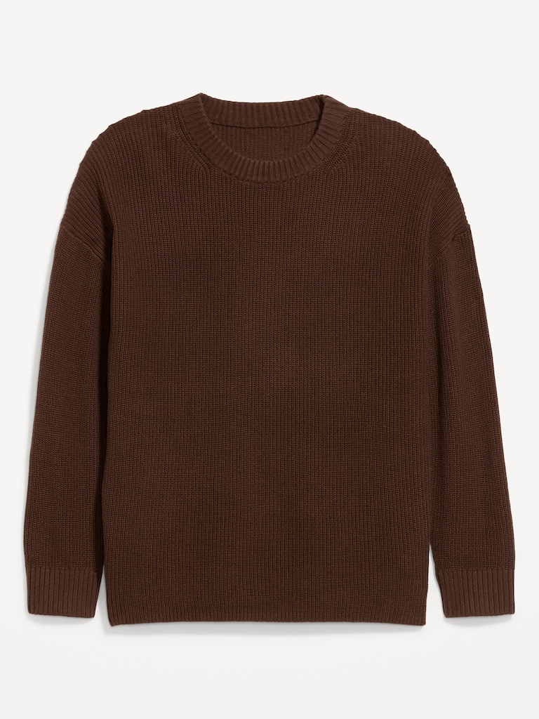 Crew-Neck Shaker Stitch Tunic Sweater