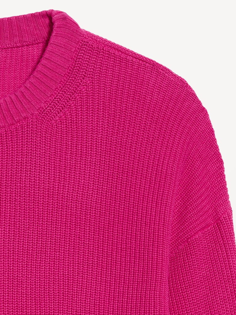 Crew-Neck Shaker Stitch Tunic Sweater