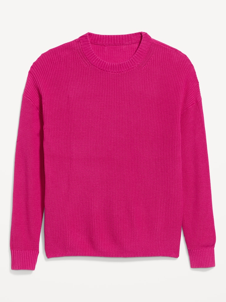 Crew-Neck Shaker Stitch Tunic Sweater