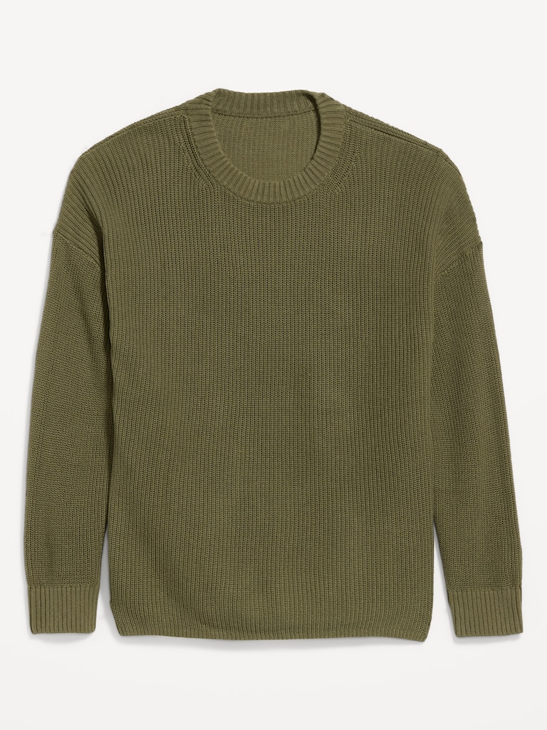 Crew-Neck Shaker Stitch Tunic Sweater