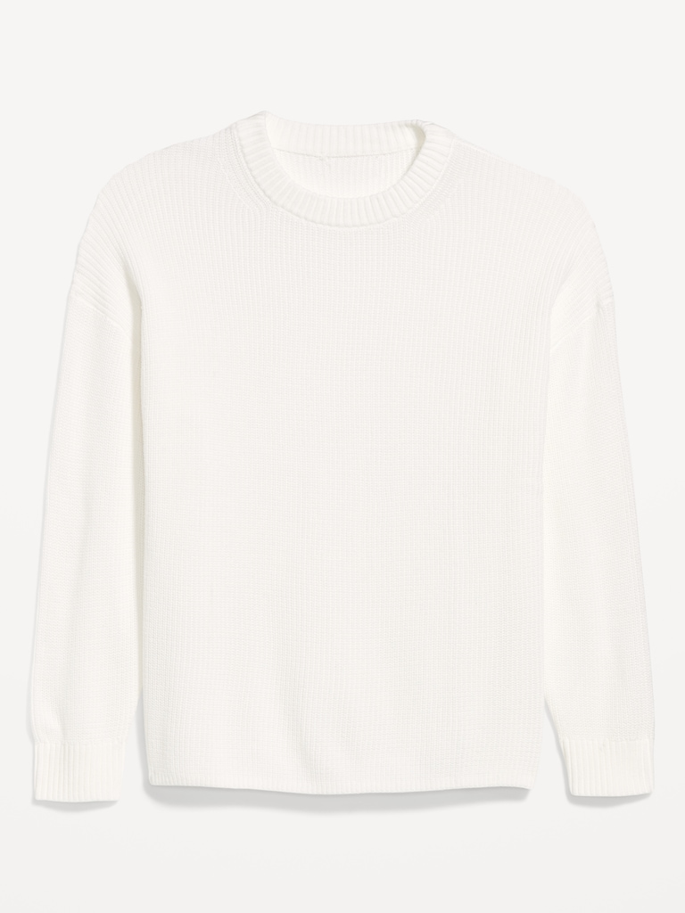 Crew-Neck Shaker Stitch Tunic Sweater