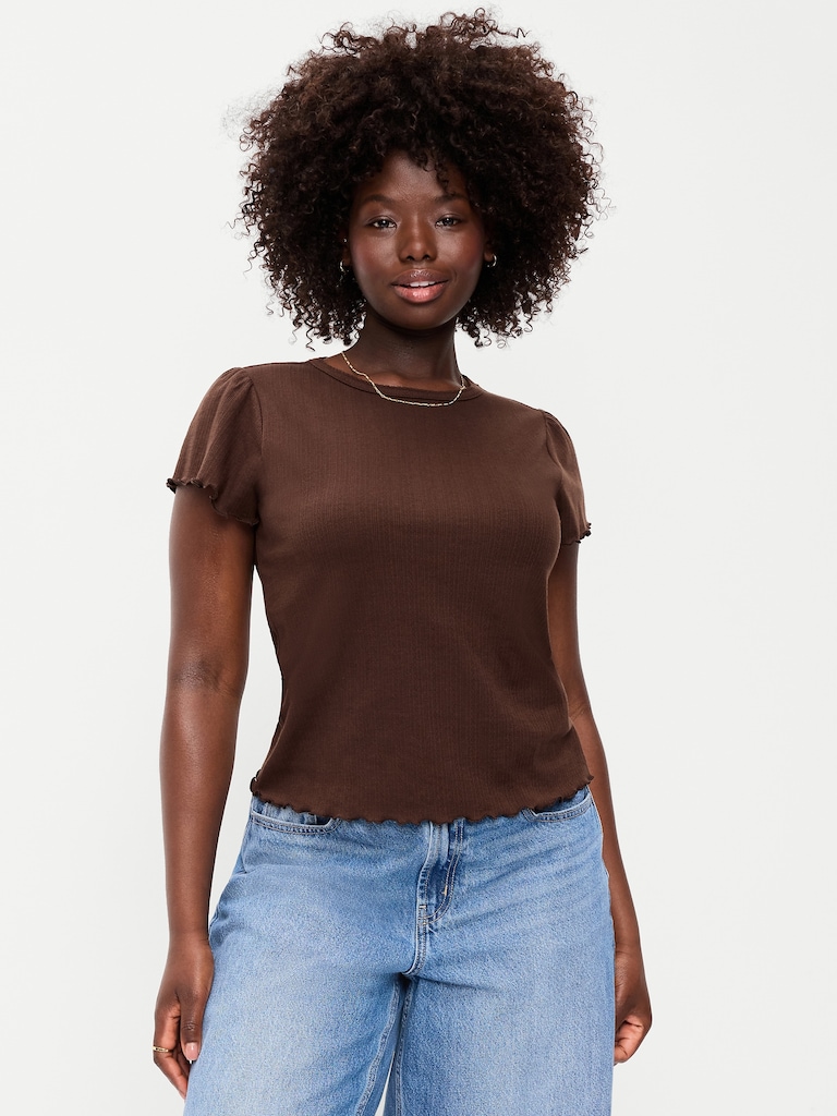 Lettuce-Edge Pointelle Top