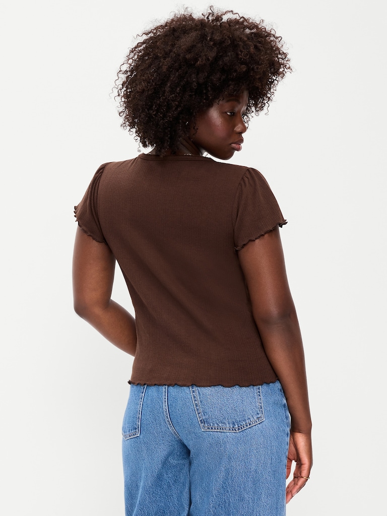 Lettuce-Edge Pointelle Top