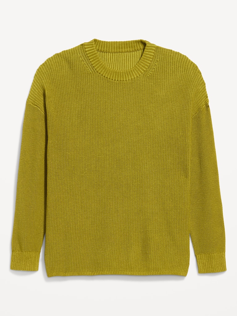 Crew-Neck Shaker Stitch Tunic Sweater
