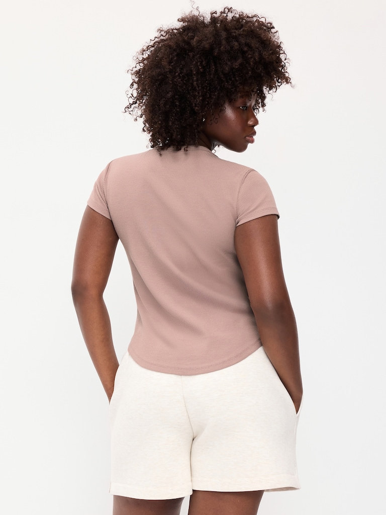 Fitted Crew-Neck Ribbed T-Shirt
