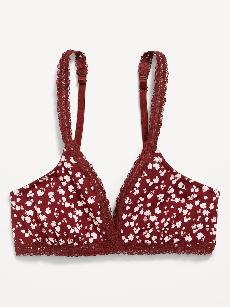 Lace-Trim Cotton Triangle Bralette