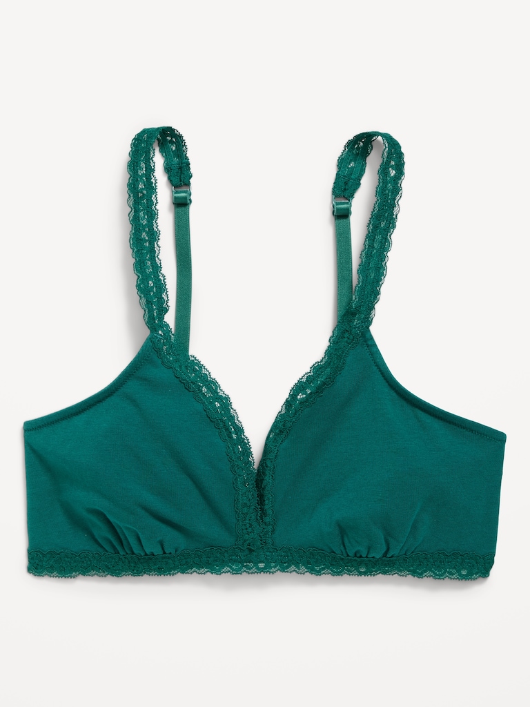 Lace-Trim Cotton Triangle Bralette