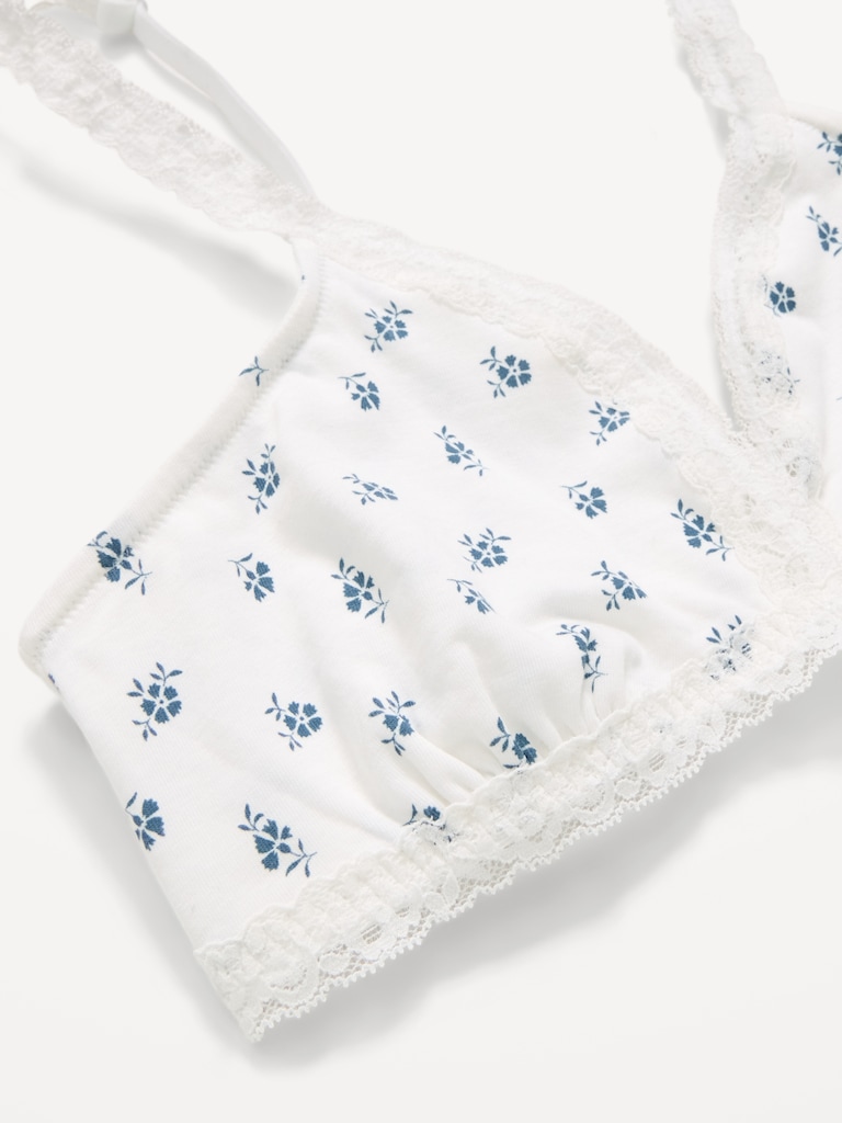 Lace-Trim Cotton Triangle Bralette