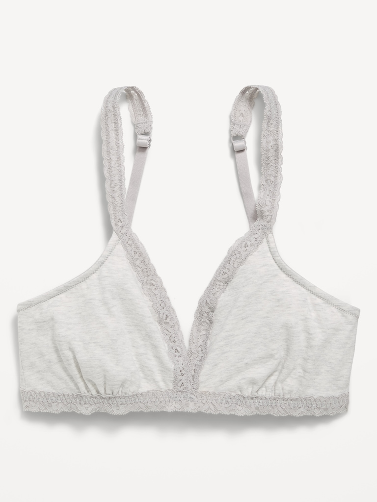 Lace-Trim Cotton Triangle Bralette